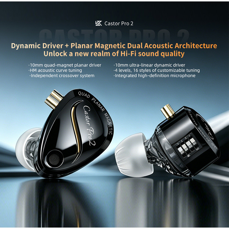KZ Castor Pro 2 HiFi IEM Earph - đánh giá và giá Wired Earphone Mic